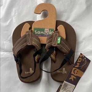 Sanuk Brown Flip-Flop Sandals with Cushioned Sole sz 8-9
